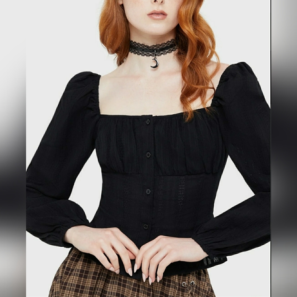 Killstar Black Button-Up Blouse